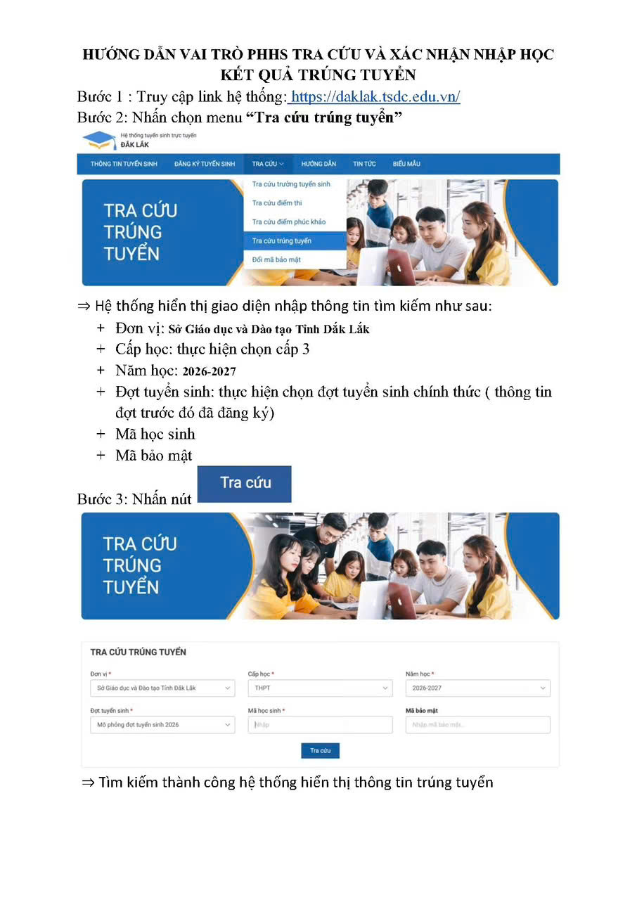 Hướng dẫn xác nhận nhập lớp 10 năm học 2026-2027 học trực tuyến trên hệ thống