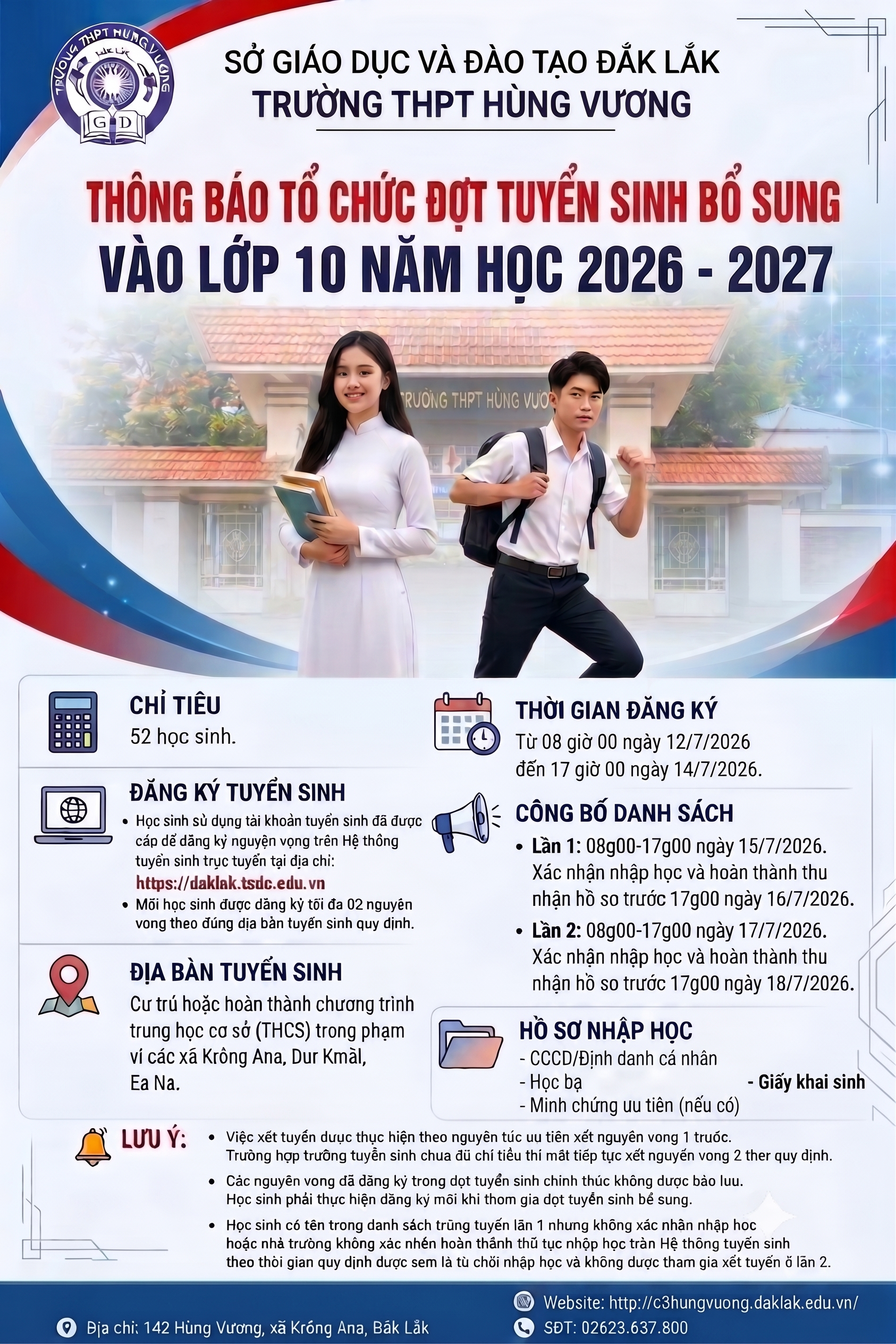 (Bổ sung)Thông báo tuyển sinh lớp 10 năm học 2026-2027